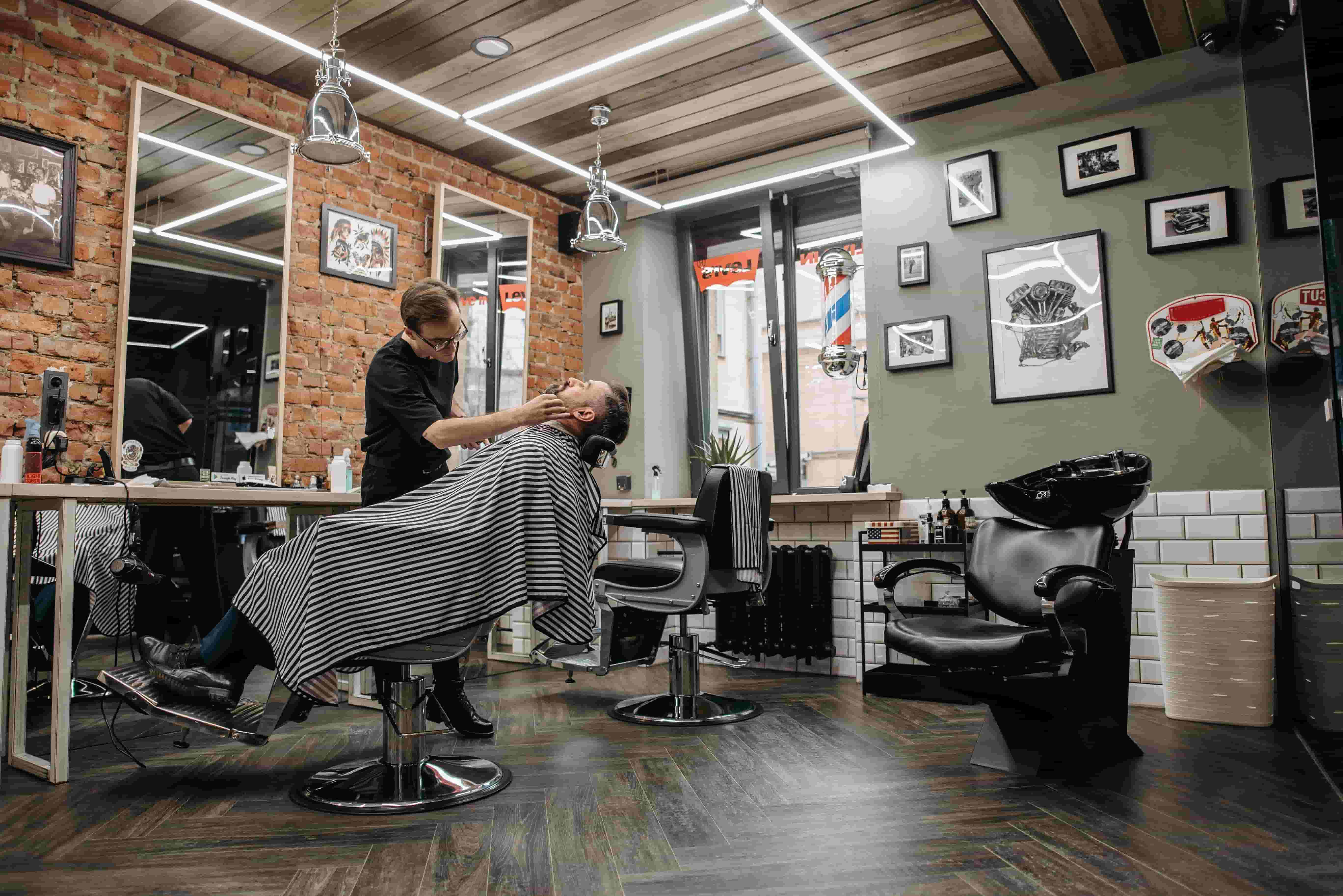 Pennsylvania barbershop interior with chairs and equipment