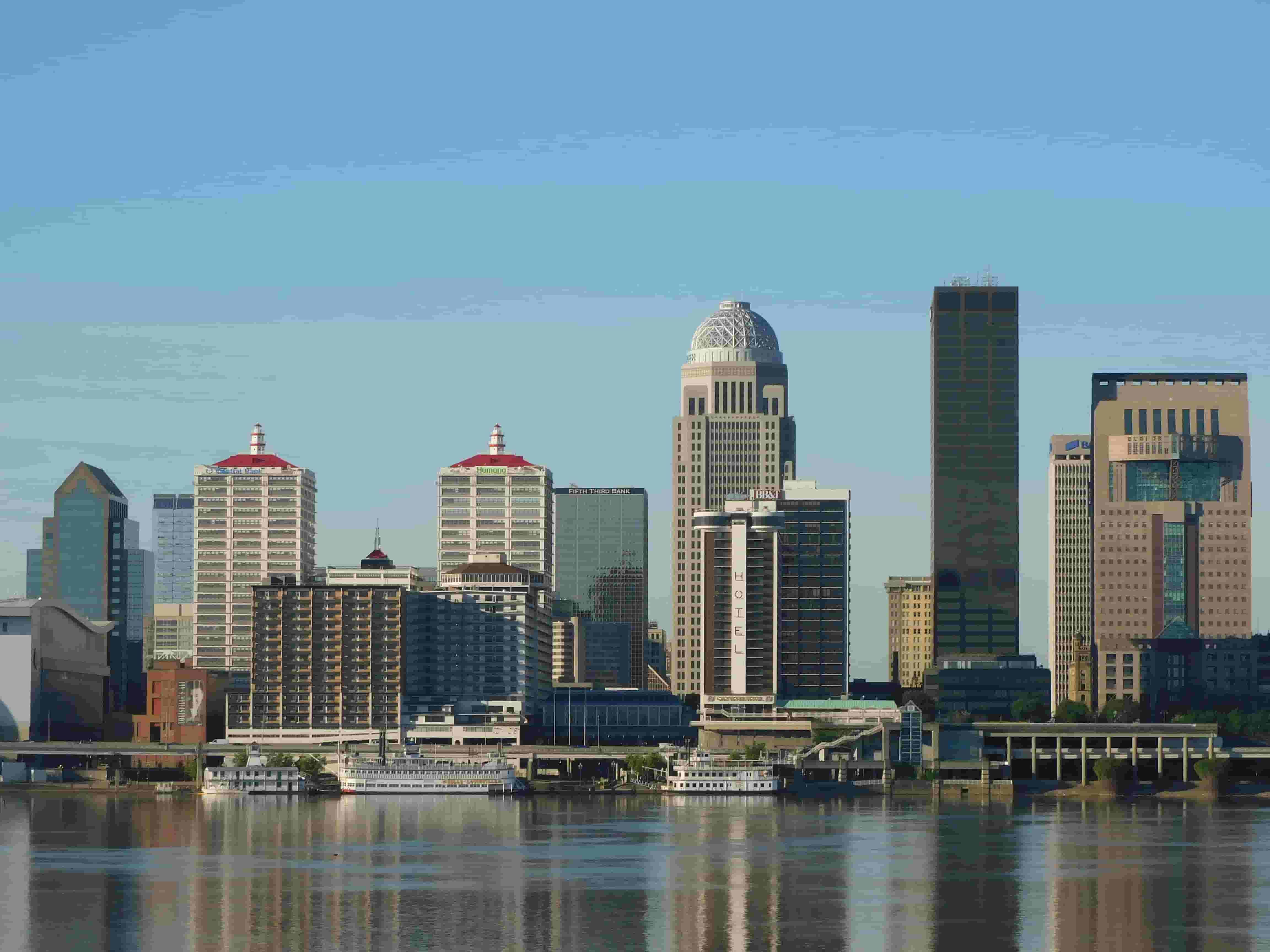 Louisville KY skyline along the Ohio River Dragon Insurance serves Jefferson County and the Louisville metro