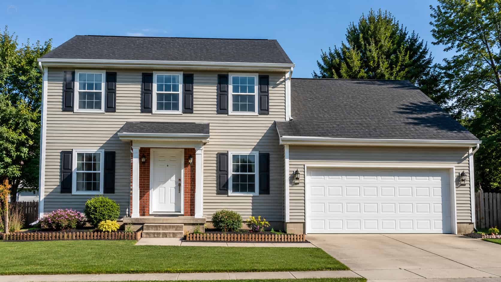 Two-story home with interactive insurance coverage hotspots
